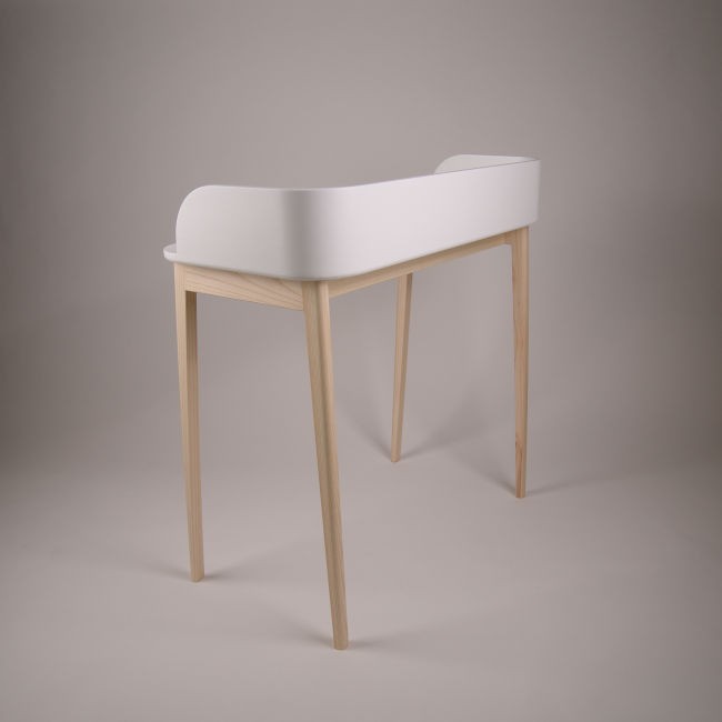 Bureau blanc bois vue de 3/4 arrière